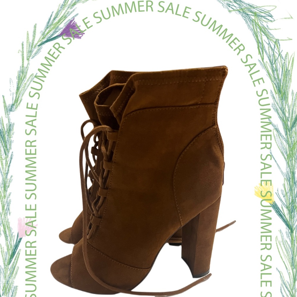 Brown suede ankle heels
